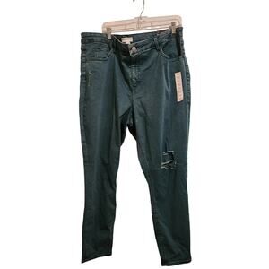 Ava & Viv Green Denim Distressed Ankle Stretch High Rise Skinny Jeans Size 18W